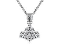 REDSUN Thors Hammer Halskette 925 Wikinger Mjölnir Kette mit Keltischer Knot Mjölnir Nordischen Mythologie Wikinger Amulett Anhänger Schmuck Geschenk für Herren Damen