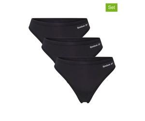 Reebok 3er-Set: Strings "Serena" in Schwarz - Größe L | Damen Unterteile