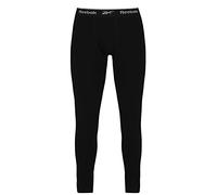 Reebok Black Long Johns für Herren, Baumwoll-Stretch-Baselayer, Thermounterwäsche mit Markenbund