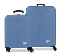 Reebok Boston Denim Kofferset, 46 x 65 x 25 cm, starres ABS, integriertes Kombinationsschloss 56L 6.6 kg, 4 Doppelräder, Handgepäck