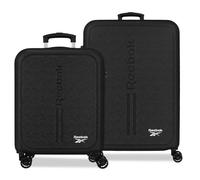 Reebok Boston Kofferset schwarz 46x65x25 cm, starres ABS-Kombinationsschloss, integriertes 56L 6.6 kg, 4 Doppelräder, Handgepäck