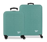Reebok Boston Kofferset, türkisgrün, 46 x 65 x 25 cm, starres ABS-Kombinationsschloss, integriertes 56L 6.6 kg, 4 Doppelräder, Handgepäck