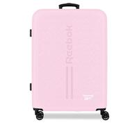 Reebok Boston Mittelgroßer Koffer, 46 x 65 x 25 cm, starres ABS-Kombinationsschloss, integriert, 56L 4kg, 4 Doppelrollen, von Joumma Bags, Hellrosa