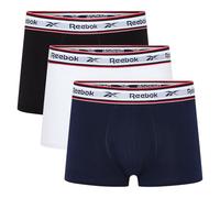 Reebok, Boxershorts, Herren, in Schwarz/Weiß/Marineblau, atmungsaktive, kurz geschnittene Boxershorts mit elastischem Bund mit Logo - 3er-Packung