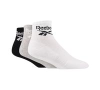 Reebok Chaussettes Cheville Unisexes - Confortables Coton Respirant, Pour Usage Quotidien Sport Loisir Marche Yoga Fitness Lavables en Machine, Lot de 3 Paires, Taille 37/39, Blanc/Grise/Noir