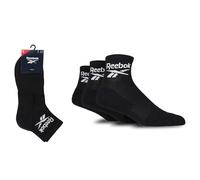 Reebok Chaussettes Cheville Unisexes Core Ankle - Confortables Coton Respirant, Pour Usage Quotidien Sport Loisir Marche Yoga Fitness Lavables en Machine, Lot de 3 Paires, Taille 40-42, Noir