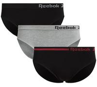 Reebok Damenunterwäsche - 3er-Pack Mikrofaser nahtlose Damen-Bikinihöschen - atmungsaktive Unterwäsche für Frauen (S-XL), Schwarz/Hellgrau/Schwarz, M