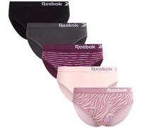 Reebok Damen-Bikini-Unterwäsche, 5er-Pack, Stretch, nahtlos, atmungsaktive Unterwäsche für Frauen (Größe S-XL), Jacquard/geschwärzte Perle/Lotus/Grapewine Spacedye/Schwarz, L