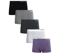 Reebok Damen Jungen Shorts Unterwäsche - 5er-Pack Stretch Performance Boyshort Panties - Nahtlose Unterwäsche für Frauen (S-XXL), White Stripe/Cadet/Sharkskin/Blackened Pearl/Black, M