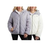 Reebok Damen Puffer Jacke - Gesteppte Puffer Reversible zu Faux Fleece Jacke - Isolierte Winterjacken für Frauen (S-XL), taubengrau, M