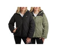 Reebok Damen Puffer Jacke - Gesteppte Puffer Reversible zu Faux Fleece Jacke - Isolierte Winterjacken für Frauen (S-XL), Schwarz, L