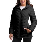 Reebok Damen-Jacke - leichte Softshell-Steppjacke für Damen, Reißverschluss, Kapuze, Wintermantel, Oberbekleidung mit Taschen, Schwarz (Jet Black), L
