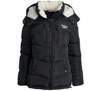 Reebok Damen Pufferjacke - schwerer Puffermantel mit Kunstfellbesatz Kapuze - Oberbekleidung, Daunenjacke für Damen, Klassisches Schwarz, S