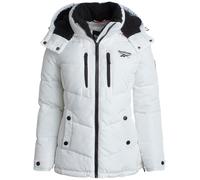 Reebok Damen Pufferjacke - schwerer Puffermantel mit Kunstfellbesatz Kapuze - Oberbekleidung, Daunenjacke für Damen, Winter-Weiß, XL