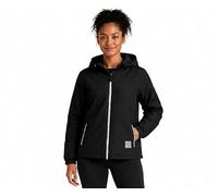 Reebok Damen-Regenmantel, leicht, wind- und wasserabweisend, durchgehender Reißverschluss, Regenjacke für Damen, mit Kapuze und Taschen, Schwarz, S