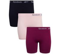 Reebok Damen-Unterwäsche - langes Bein, nahtlos, kurze Boyshorts, 3er-Pack, Lotus/Traubenwein/Schwarz