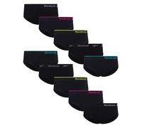 Reebok Damen Unterwäsche - Nahtlose Hipster Slips (10er-Pack), Größe XL, komplett schwarz Kontrast