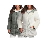 Reebok Damen-Winterjacke - Sherpa-Fleece gefüttert, wendbar, isoliert, Puffer-Parka, Wintermantel für Damen mit Kunstfell-Kapuze, Salbei, M
