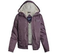 Reebok Damenjacke aus Kunstfell, mittelschwer, mit Kapuze und Reißverschluss für Damen, mit Fellfutter, Wintermäntel und Jacken, Traube, X-Large