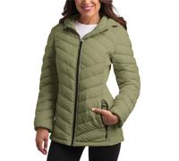 Reebok Damenjacke leichte Softshell-Steppjacke fr Damen, Wintermantel mit Reiverschluss, Kapuze und Taschen, Gre S, Salbei
