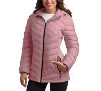 Reebok Damenjacke leichte Softshell-Steppjacke fr Damen, Wintermantel mit Reiverschluss, Kapuze und Taschen, Gre M, Rosa