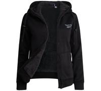 Reebok Damenjacke - warme, leichte Fleecejacke mit Reißverschluss - superweiche Sherpa-Futter, Winterjacke mit Kapuze für Damen, Schwarz, M