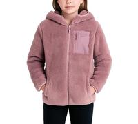 Reebok Fleecejacke für Mädchen, durchgehender Reißverschluss, weicher Sherpa-Kunstfellmantel, mit Kapuze, Winterjacke, warmer Teddymantel für Mädchen, Dusty Rose Pink, 10-12