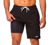 Reebok Herren-Badehose mit Kompressionsfutter, 22,9 cm, schnell trocknend, Boardshorts, Strand-Shorts, Badeanzug-Shorts, Schwarz, XL