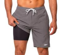 Reebok Herren-Badehose mit Kompressionsfutter, 22,9 cm, schnell trocknend, Boardshorts, Strand-Shorts, Badeanzug-Shorts, ebenholz, M