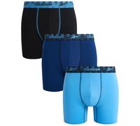 Reebok Herren-Boxershorts, 3er-Pack, feuchtigkeitsableitend, athletische Performance-Unterwäsche, Boxershorts für Herren, mit Konturbeutel (S-L), Blau/Azurblau/Schwarz, Large