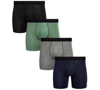 Reebok Herren-Boxershorts - 4er-Pack Performance-Stretch-Herren-Unterwäsche mit funktionalem Hosenschlitz, 15,2 cm Schrittlänge für Herren, Größe M, Schwarz/Grün/Grau meliert/Marineblau