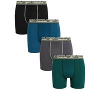 Reebok Herren-Boxershorts, 4er-Pack, feuchtigkeitsableitend, Stretch, Performance-Unterwäsche, Boxershorts mit Konturbeutel (Größen: S-XL), Rain Forest/Black/Legion Blue/Blackened Pearl, Large