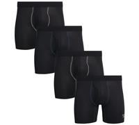 Reebok Herren-Unterwäsche - Performance Boxershorts mit Fliegenbeutel (4er-Pack), Größe L, Schwarz/Schwarz/Schwarz/Schwarz