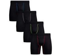 Reebok Herren-Unterwäsche - Performance Boxershorts mit Fliegenbeutel (4er-Pack), Größe M, Schwarz