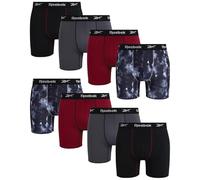 Reebok Herren-Unterwäsche - 8er-Pack Performance-Herren-Boxershorts mit Beutel, Schwarz/Tibetisches Rot/geschwärzte Perle/schwarzer Druck, Large