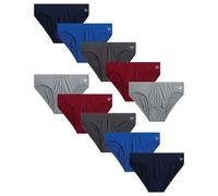 Reebok Herren Low Rise Slips - 10 Pack Silky Touch Performance Unterwäsche Slips für Männer, ohne Etikett für Ihren Komfort (Größe S-XL), Maritimes Blau/Rot/Grau/Surf the Web/Stonegrey, Large
