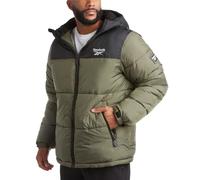 Reebok Herren Winterjacke - Schwerer gesteppter Puffer Parka Mantel - Wetterfeste Skijacke für Herren (36-48), Schwarz/Varsity Green, X-Large