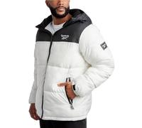 Reebok Herren Puffer Jacke - Schwerer gesteppter Puffermantel mit breiter Kapuze - wetterbeständige Skijacke für Herren (M-XXL), Schwarz/Weiß, Large