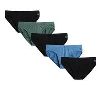 Reebok Herren-Unterwäsche, Slips, schnelltrocknend, weich, Stretch, niedrige Taille, für Herren, Sportunterwäsche, 5 Stück, Schwarz/Dunkelwald/Schwarz/Blau/Schwarz, Small