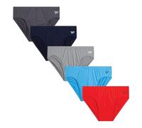 Reebok Herren-Slips mit niedriger Leibhöhe, 5er-Pack, athletische Leistung, Herren-Unterwäsche mit konturierter Stütztasche für Fitnessstudio, Alltag, Maritime Bluetangerineazure Blueblackened