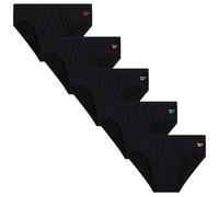 Reebok Herren-Slips mit niedriger Leibhöhe, 5er-Pack, athletische Leistung, Herren-Unterwäsche mit konturierter Stütztasche für Fitnessstudio, Alltag, Einfarbig Schwarz, Medium