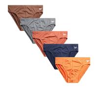 Reebok Herren-Unterwäsche, Slips, schnelltrocknend, weich, Stretch, niedrige Taille, für Herren, Sportunterwäsche, 5 Stück, Blau/Orange/Grau, Small