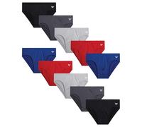 Reebok Herren Low Rise Slips - 10 Pack Silky Touch Performance Unterwäsche Slips für Männer, ohne Etikett für Ihren Komfort (Größe S-XL), Blackblackened Pearlsalsaalloyblue, X-Large