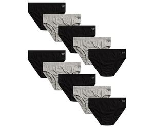 Reebok Herren-Slips mit niedriger Taille, weiche Baumwolle, mit stützendem Konturbeutel für den täglichen Gebrauch, 10 Stück, schwarz / grau, Medium