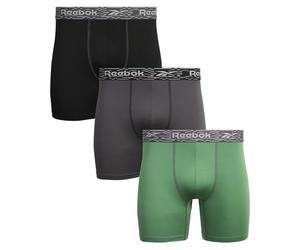 Reebok Herren Unterwäsche - Performance Boxershorts (3er-Pack), Größe XL, Salbeigrün/Grau/Schwarz