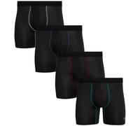 Reebok Herren-Unterwäsche - Performance-Boxershorts mit Fliegenbeutel (4er-Pack), Größe L, Schwarz