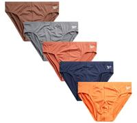 Reebok Herren-Unterwäsche, Slips, schnelltrocknend, weich, Stretch, niedrige Taille, für Herren, Sportunterwäsche, 5 Stück, Blau/Orange/Grau, Small
