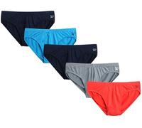 Reebok Herren Low Rise Slips - 5er-Pack Silky Touch Performance Unterwäsche Slips für Männer, ohne Etikett für Ihren Komfort (Größe: S-XL), Maritimes Blau/Cayenne/Blau/Monument/Maritimblau, Large