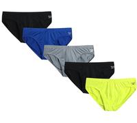 Reebok Herren-Unterwäsche, Slips, schnelltrocknend, weich, Stretch, niedrige Taille, für Herren, Sportunterwäsche, 5 Stück, Schwarz/Surf the Web/Primrose/Monument/Schwarz, Large