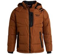 Reebok Herren-Winterjacke, dicker, schwerer Ski-Wintermantel, warm, isoliert, gesteppt, mit Kapuze, Holz, XL